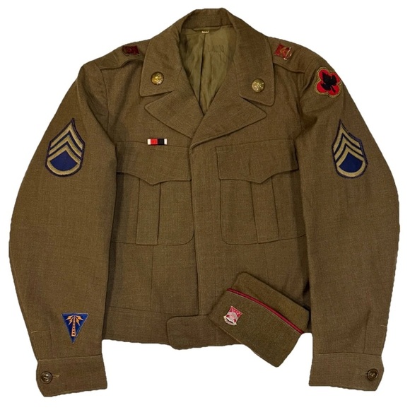 Jules Segal & Co Other - WWIl Ike Jacket Vintage 1947 Army 38R Garrison
Cap 43rd Infantry Radio Sergeant